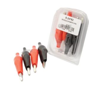Crocodile Clip - 5.0 Amps, Red, Black. (4 pack.)