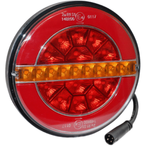 Rear Hamburger Dynamic LED Lamp - 2M Cable & Connector - Broughan Trailers