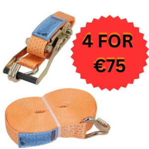 4 x 12Mtr Heavy Duty Ratchet Straps (Orange)