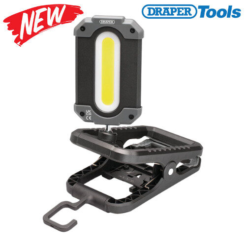 Draper COB LED Rechargeable Work Light & Power Bank with Clamp - Image 3
