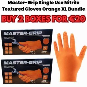 Master-Grip Single Use Nitrile Textured Gloves Orange XL (50 Pack) - Bundle (2 Boxes)