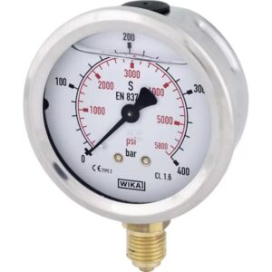 Glycerine Pressure Gauge 63 mm 400 Bar, Bottom Mount