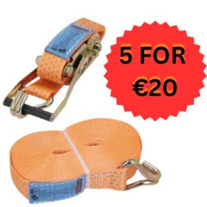 5 x 5 Mtr Heavy Duty Ratchet Straps (Orange)