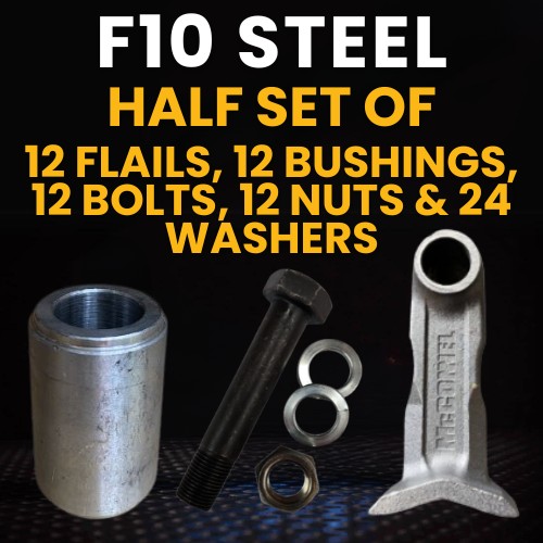 Half Set of McConnel F10 Steel Flails Complete With Full Set of Bushings, Bolts, Nuts & Washers