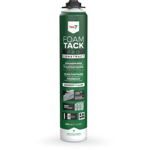 Tec7 FoamTack Pro Construct Aerosol 800ML - Certified Foam Adhesive For Load-Bearing Walls 