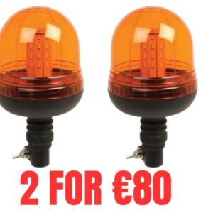 Rotating Halogen LED Amber Beacon | Flexible Pin | 12-24V (2 Pack)